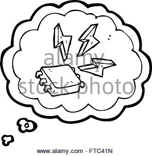 312x320 Cartoon Computer Chip With Thought Bubble Stock Vector Art