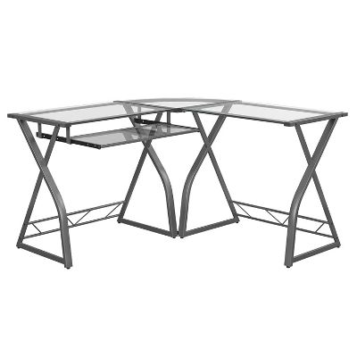 400x400 L Shaped Glass Computer Desk