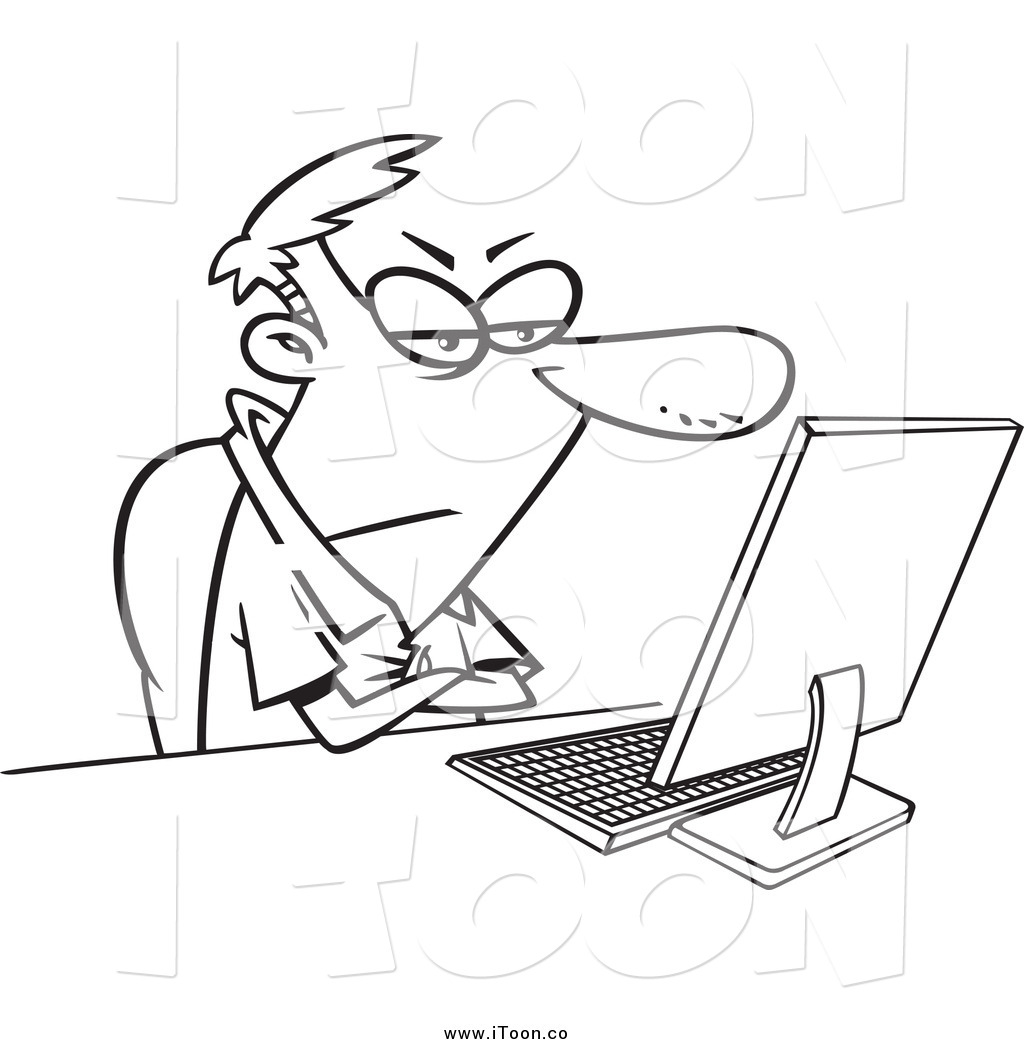 1024x1044 Royalty Free Cartoon Of A Black And White Grumpy Man Sitting