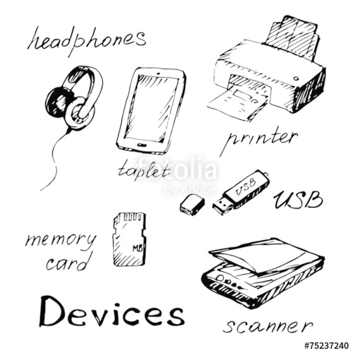 500x500 Hand Draw Computer Devices. Stock Image And Royalty Free Vector