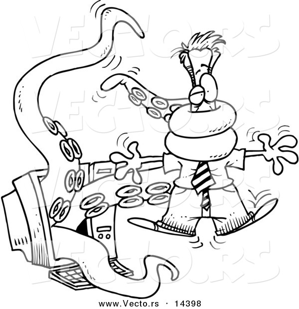 600x620 Vector Of Cartoon Tentacled Monsterttacking Man Through