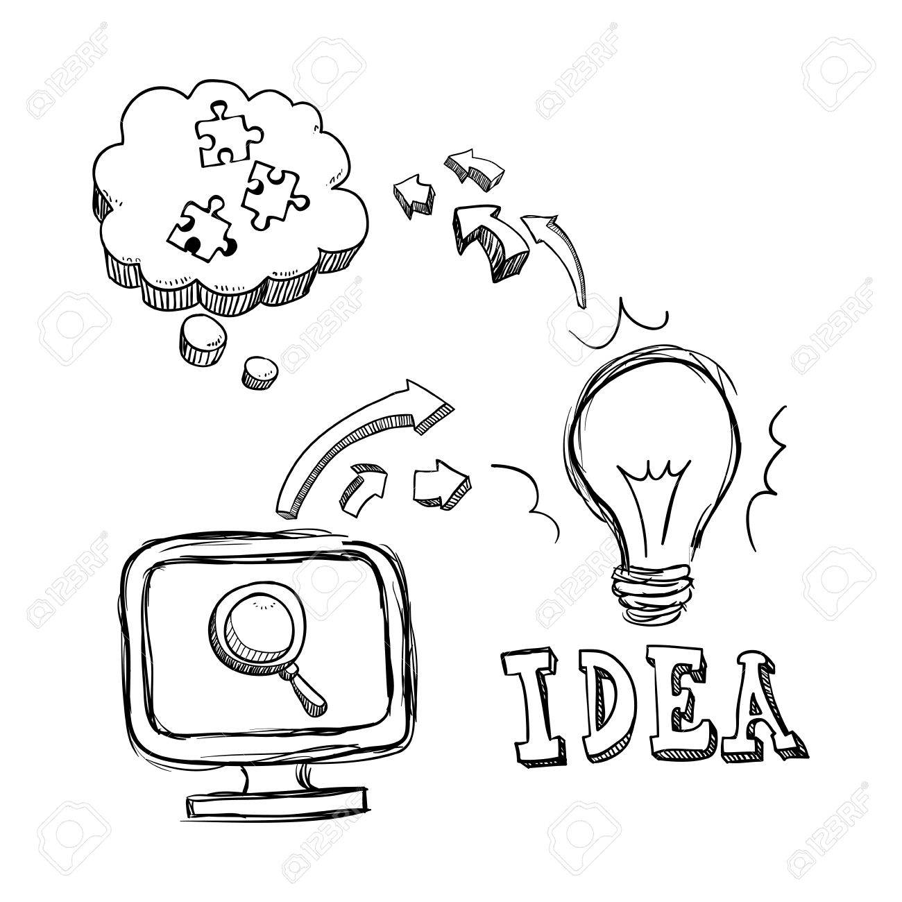 1300x1300 Bulb Computer Lupe Puzzle Big And Great Idea Creativity Icon