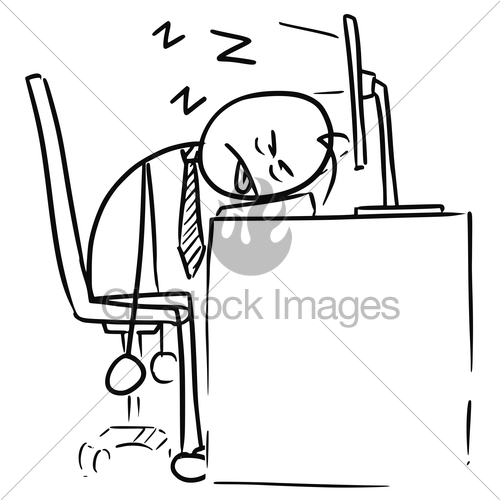 500x500 Cartoon Of Man Sleeping On The Computer Keyboard Gl Stock Images