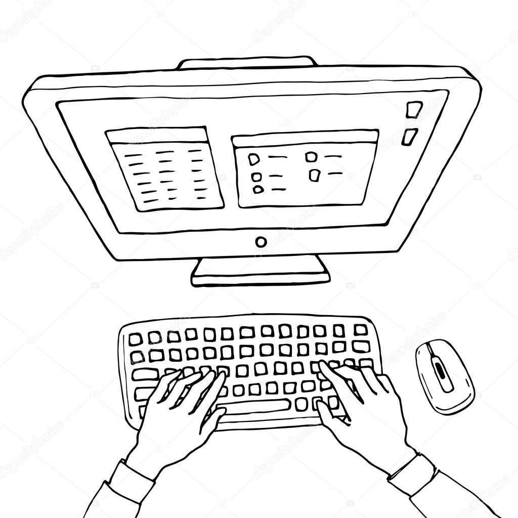 1024x1024 Hands On Computer Keyboard Stock Vector Schiva