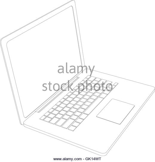 519x540 Black White Drawing Monitor Keyboard Stock Photos Amp Black White