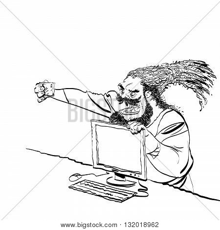 450x470 Brutal Bearded Man Selfie Line Art Vector Amp Photo Bigstock