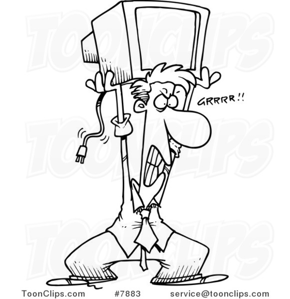 581x600 Cartoon Black And White Line Drawing Of A Frustrated Business Man