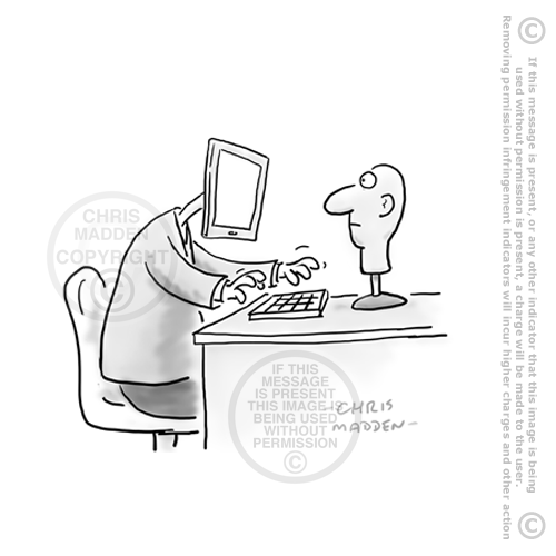 500x500 Computer Cartoon. Turing Test Cartoon