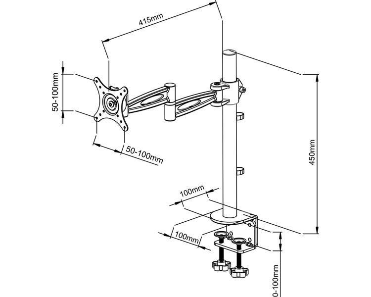 750x600 Premium Single Monitor Arm (Lms B) Rife Technologies