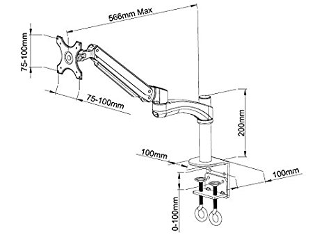 466x338 Single Lcd Monitor Desktop Mount Stand Black Deluxe With Gas