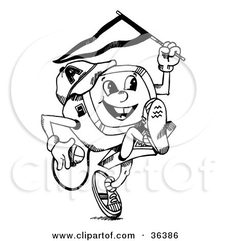 450x470 Clipart Illustration Of A Happy Child Desktop Computer Running