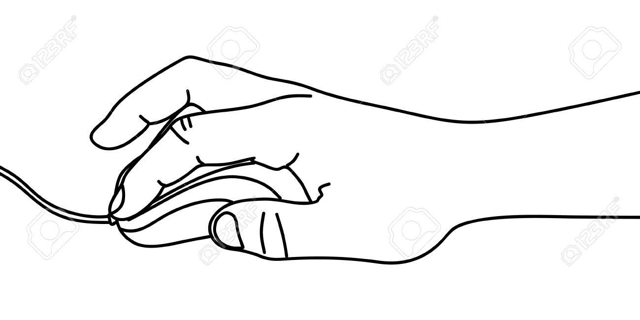 1300x650 Hand Holding Computer Mouse, Illustration Royalty Free Cliparts