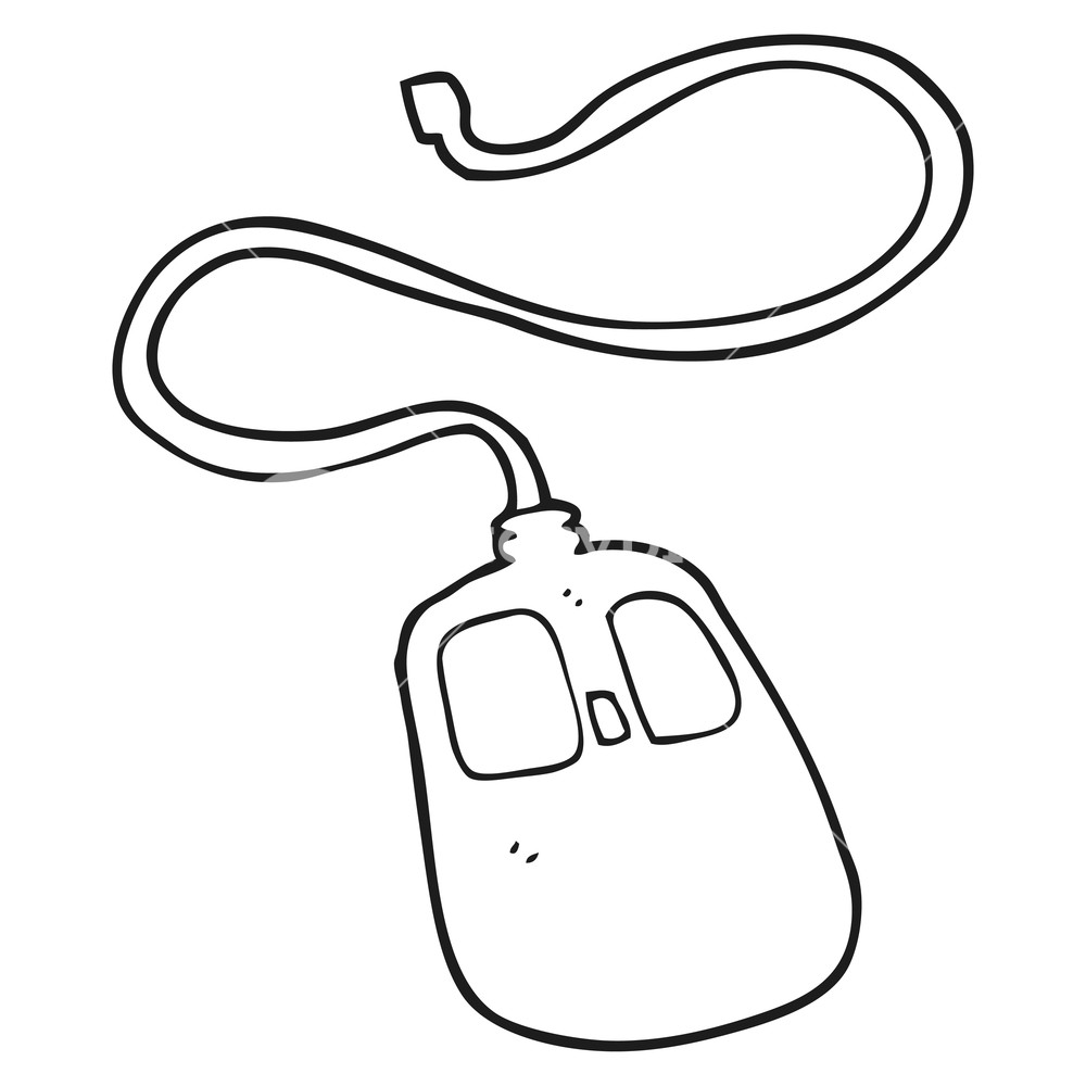 1000x1000 Freehand Drawn Black And White Cartoon Computer Mouse Royalty Free