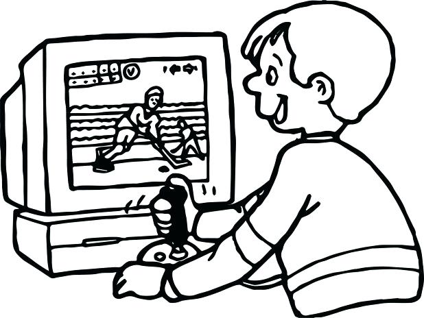 618x464 Computer Coloring Pages Plus Boy Playing Computer Games Hockey