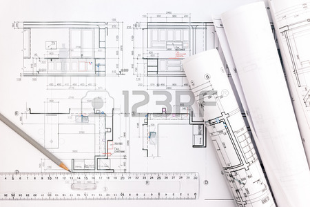 450x300 Architects Work Table With Technical Drawings, Tablet Computer