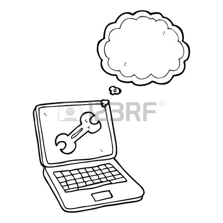 450x450 Freehand Drawn Cartoon Laptop Computer With Question Mark Royalty