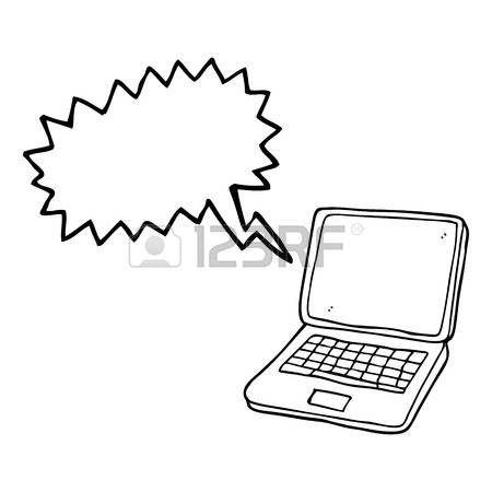 450x450 Freehand Drawn Speech Bubble Cartoon Laptop Computer With Heart