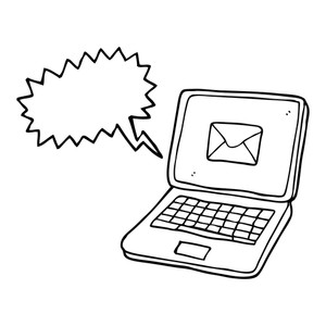 300x300 Freehand Drawn Speech Bubble Cartoon Laptop Computer With Message