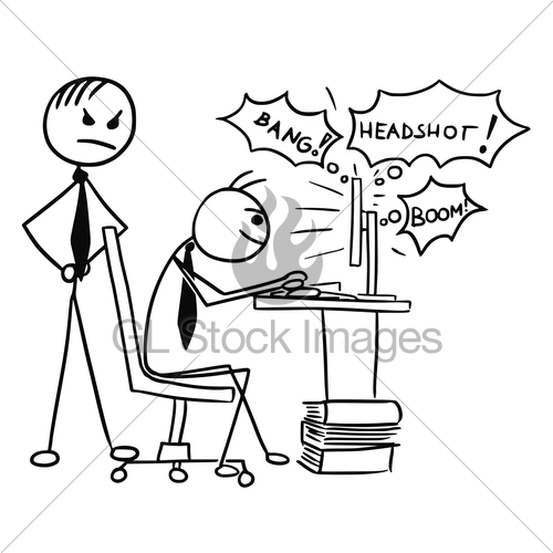 500x500 Cartoon Of Man Playing Video Game On Computer Screen Duri Gl