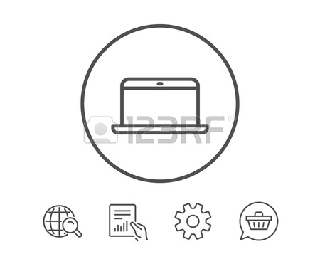 450x364 Computer Or Monitor Icon. Service Cogwheel Sign. Personal Computer