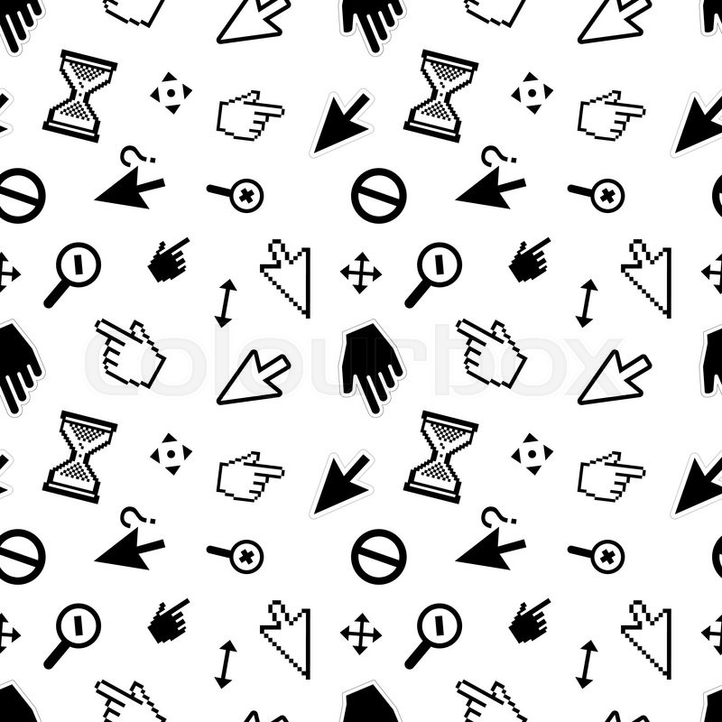 800x800 A Lot Of Computer Arrow Cursors On White, Seamless Pattern Stock