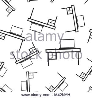300x320 Furniture Table With Laptop Computer Seamless Pattern Background