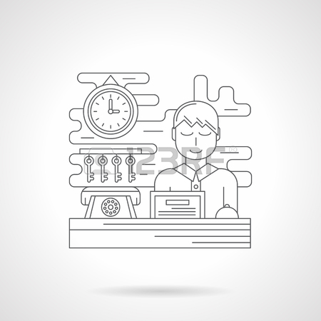 450x450 Smiling Concierge On Reception With Computer And Room Keys