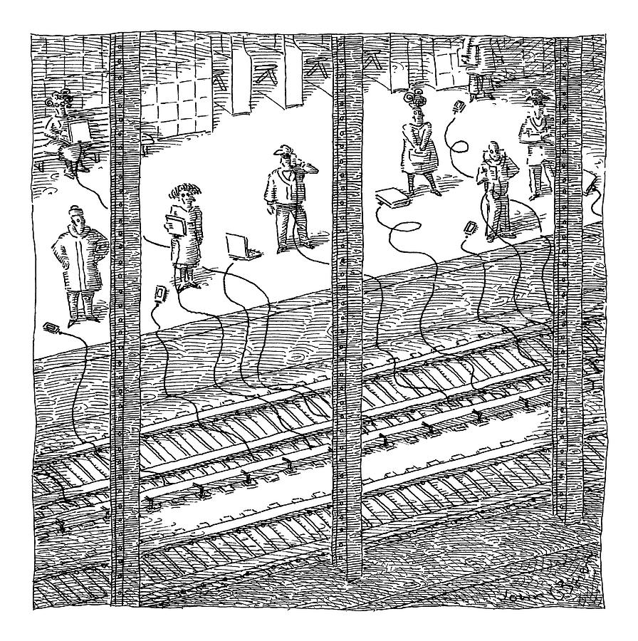 896x900 People Are Charging Computers And Phones Via Drawing By John O'Brien