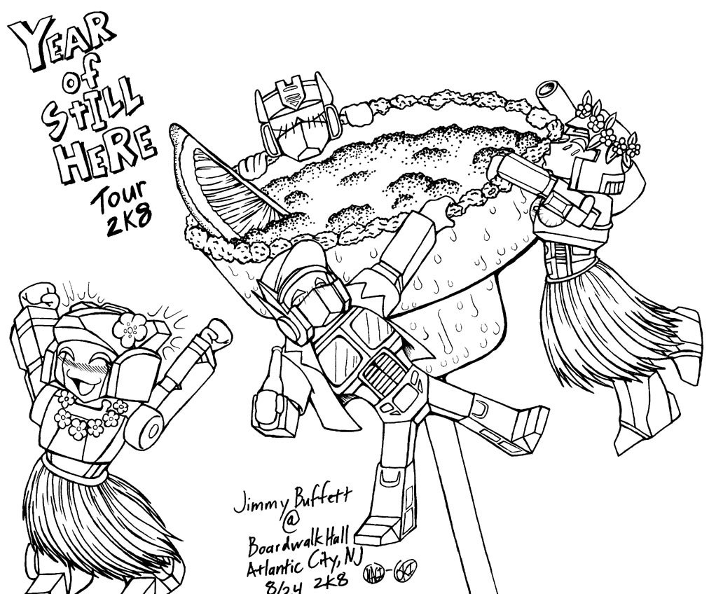 1022x848 Jimmy Buffett Concert Drawing By Nagi Oki