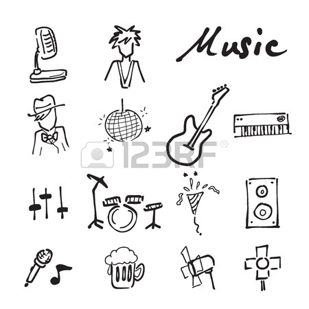 450x450 Music And Concert Doodle Cartoon Drawing Icons Royalty Free