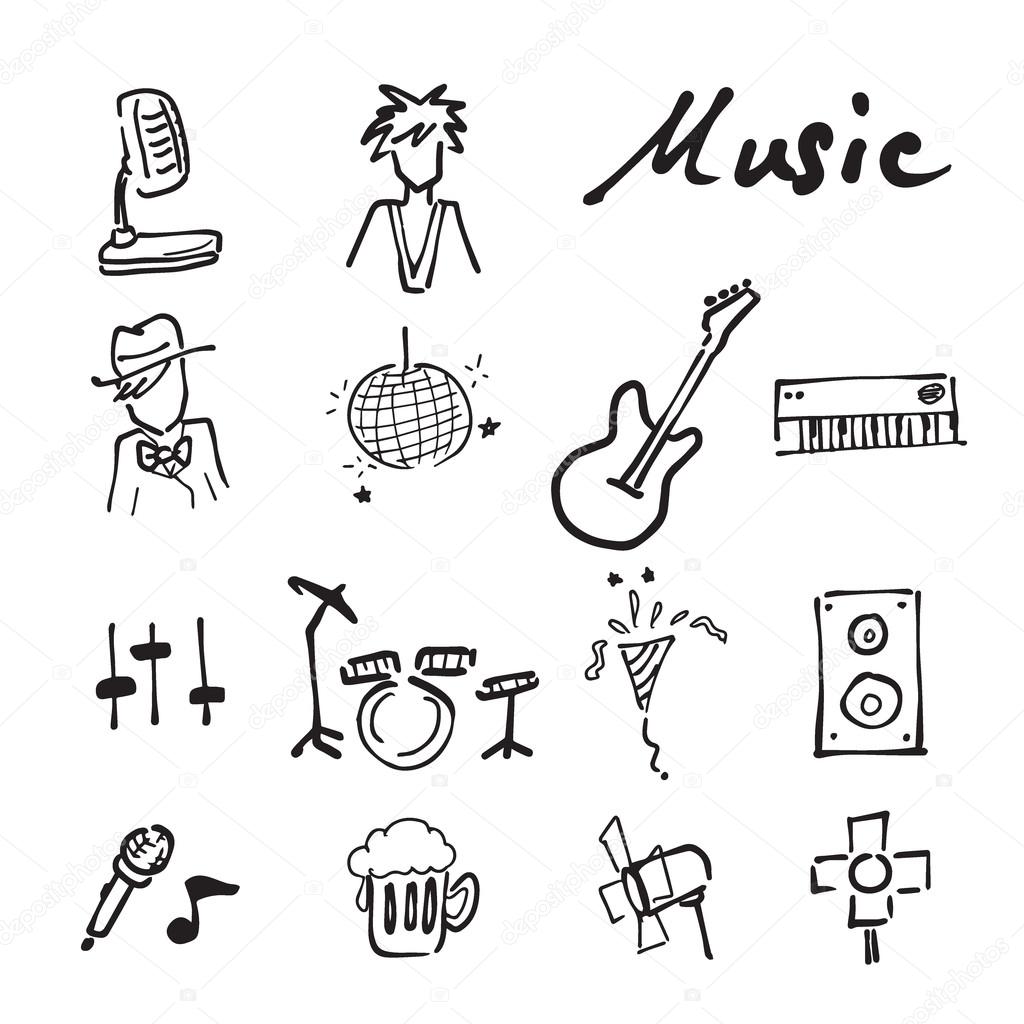1024x1024 Music And Concert Doodle Icons Set Stock Vector Tawesit@gmail