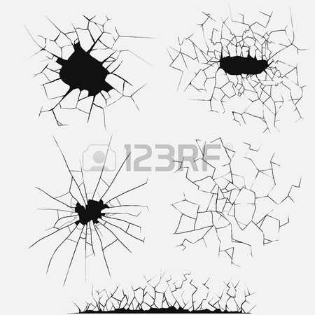450x450 Cracks Set, Broken Glass Or Wall, Cracked Ground Or Concrete