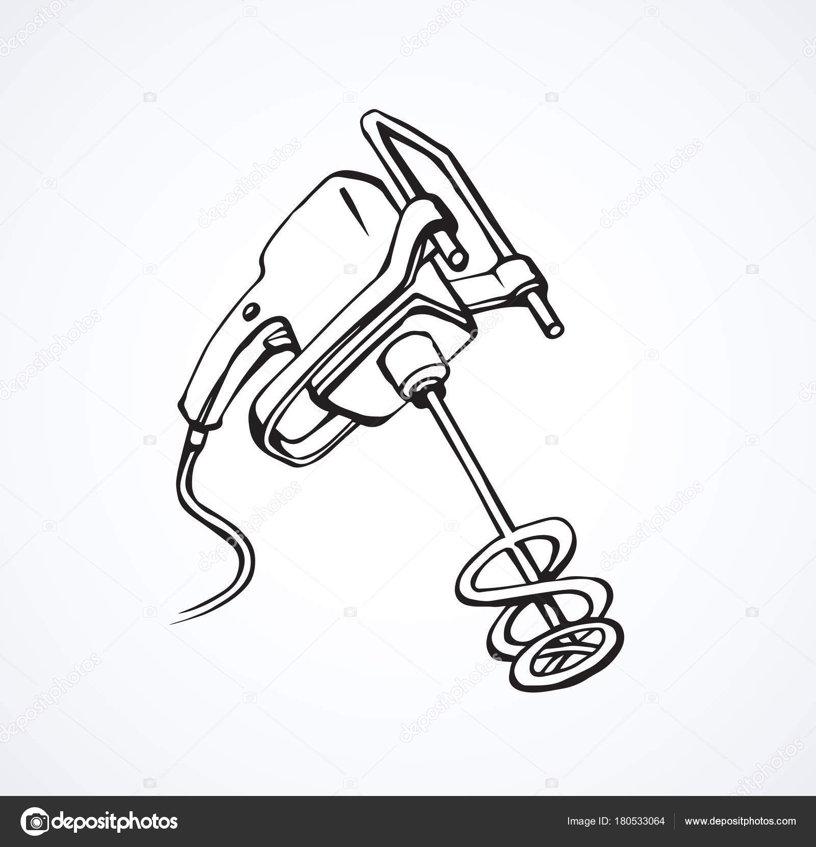 1600x1660 Hand Mixer For Concrete. Vector Drawing Stock Vector Marinka