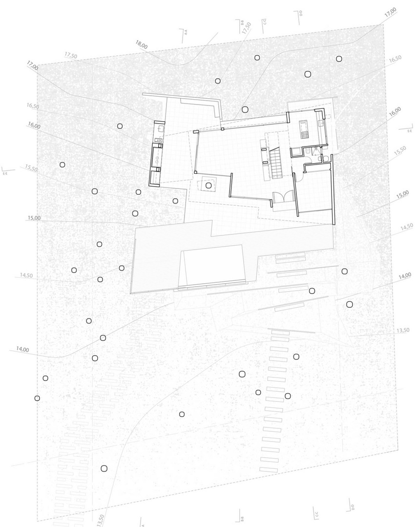 850x1079 Sqm Modern Concrete House Design With Unique Structure Floor Plan