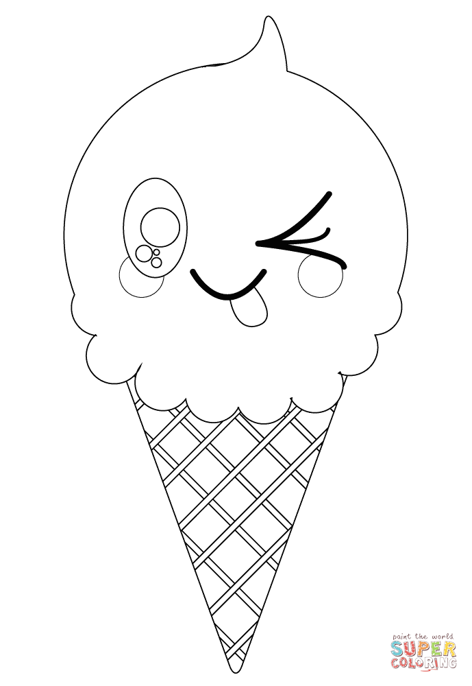 689x1000 Kawaii Ice Cream Cone Coloring Page Free Printable Coloring Pages