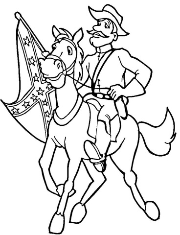 368x480 Confederate Soldier With Flag Coloring Page Free Printable