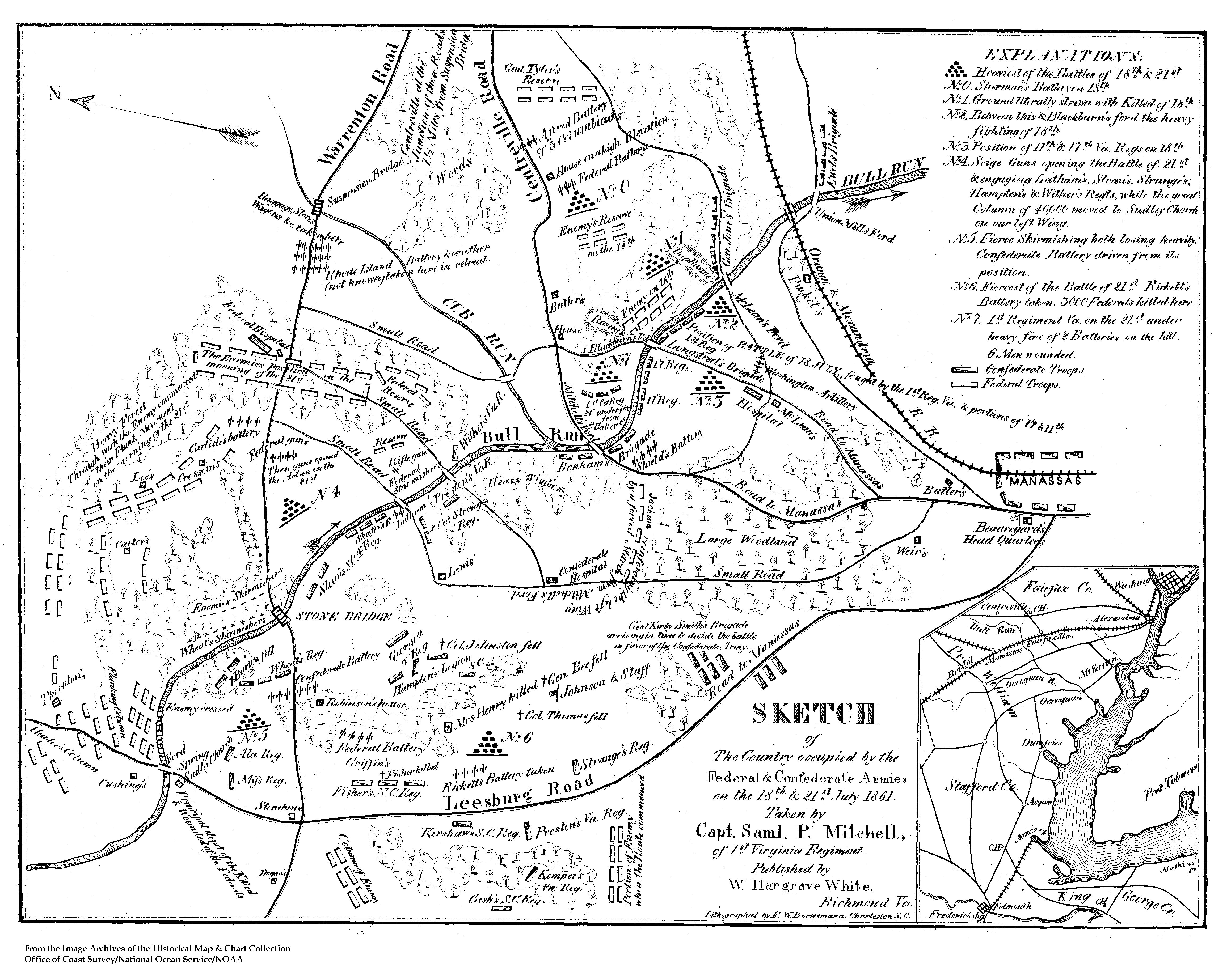 4617x3689 First Battle Of Manassas Map In Noaa's Civil War Chart