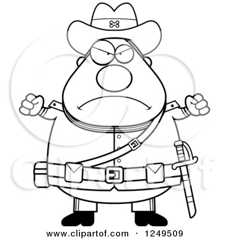 450x470 Clipart Of A Black And White Mad Chubby Civil War Confederate