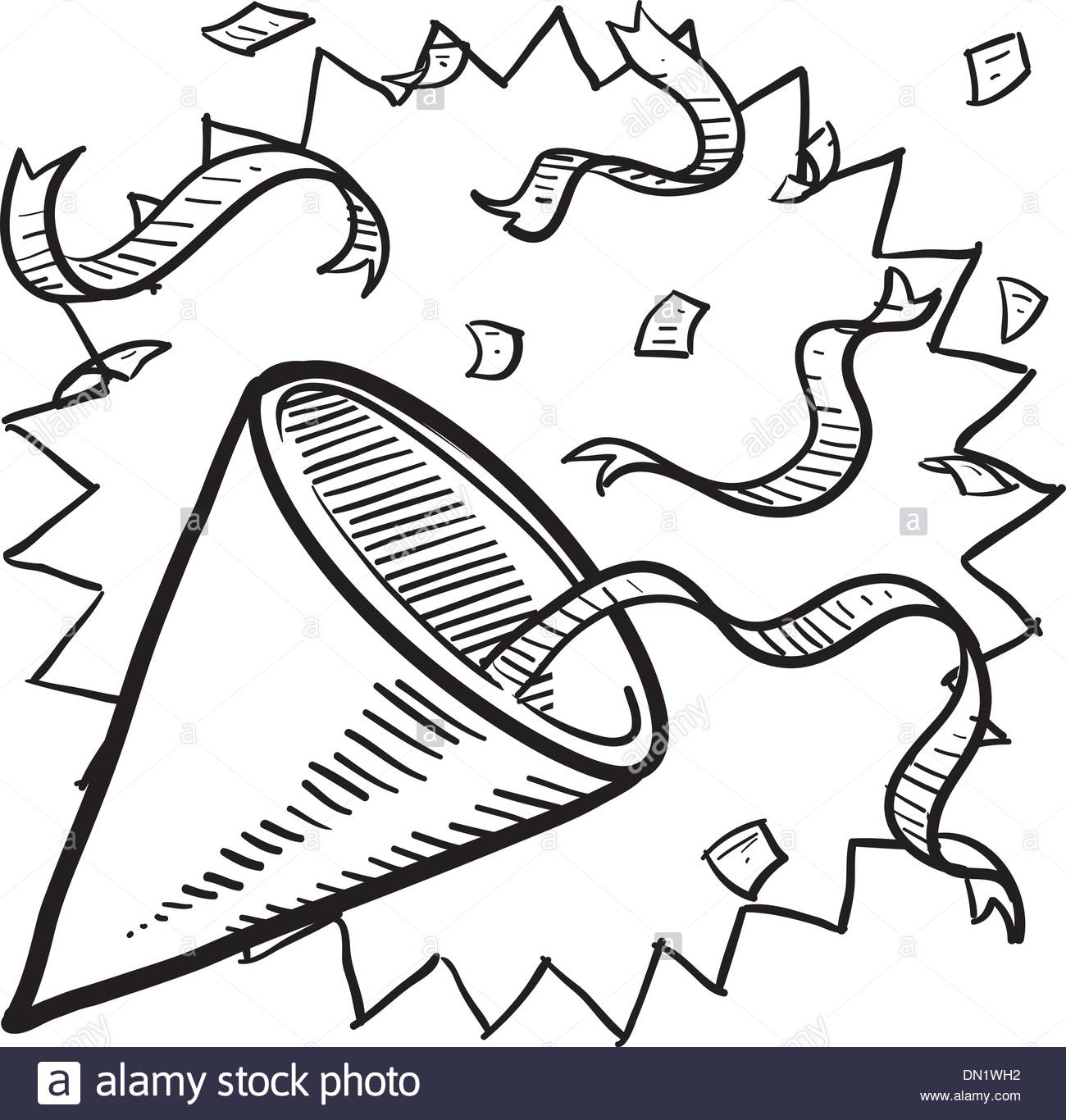 1300x1366 Party Hat With Confetti Sketch Stock Vector Art Amp Illustration