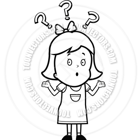 460x460 Girl Confused (Black And White Line Art) By Cory Thoman Toon