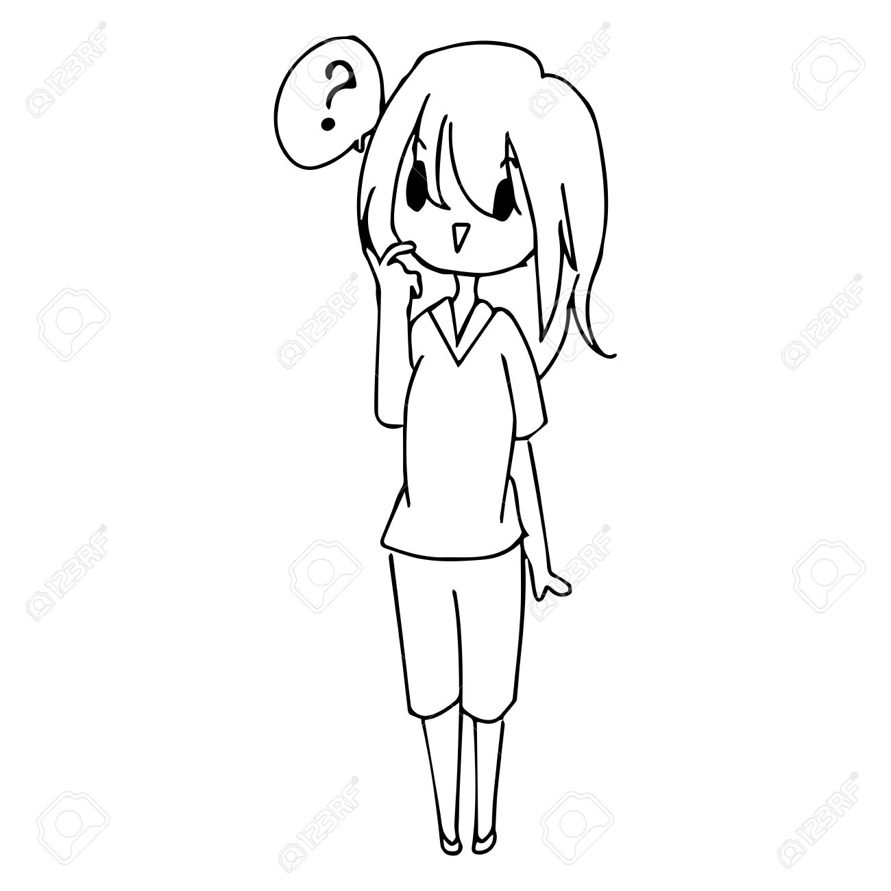 1300x1300 Illustration Vector Hand Drawn Doodle Of Little Confused Girl