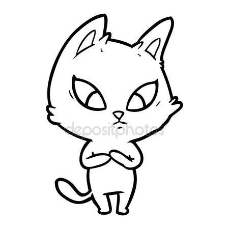 450x450 Vector Illustration Confused Cartoon Cat Stock Vector