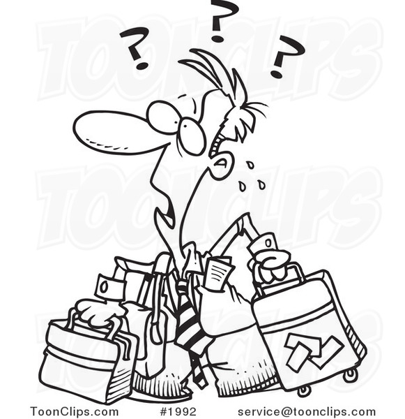 581x600 Cartoon Black And White Line Drawing Of A Confused Business Man