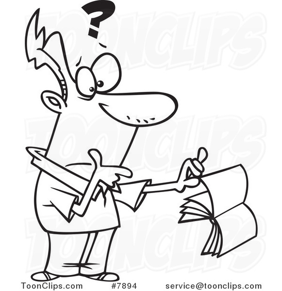 581x600 Cartoon Blacknd White Line Drawing Of Confused Guy Holding