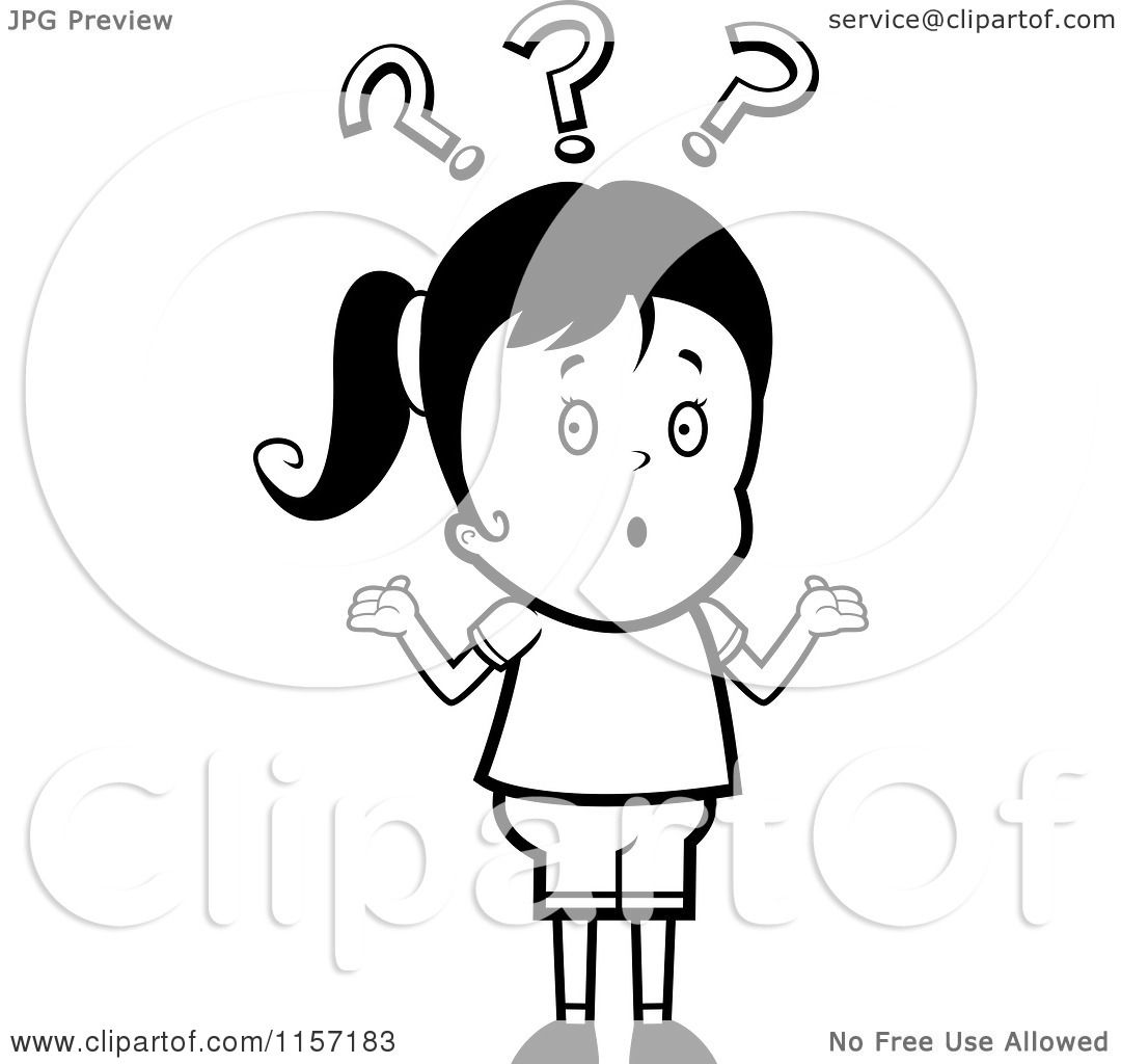 1080x1024 Cartoon Clipart Of A Black And White Confused Haired Girl