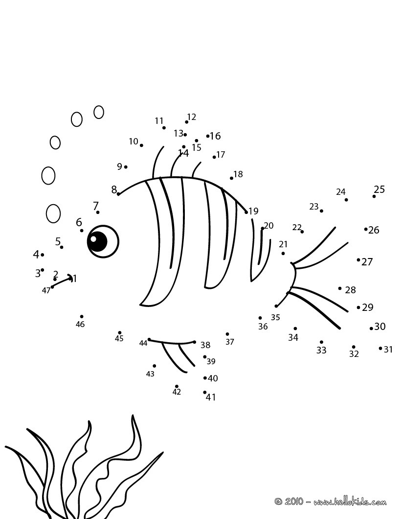 820x1060 Fish Dot To Dot Game Coloring Pages