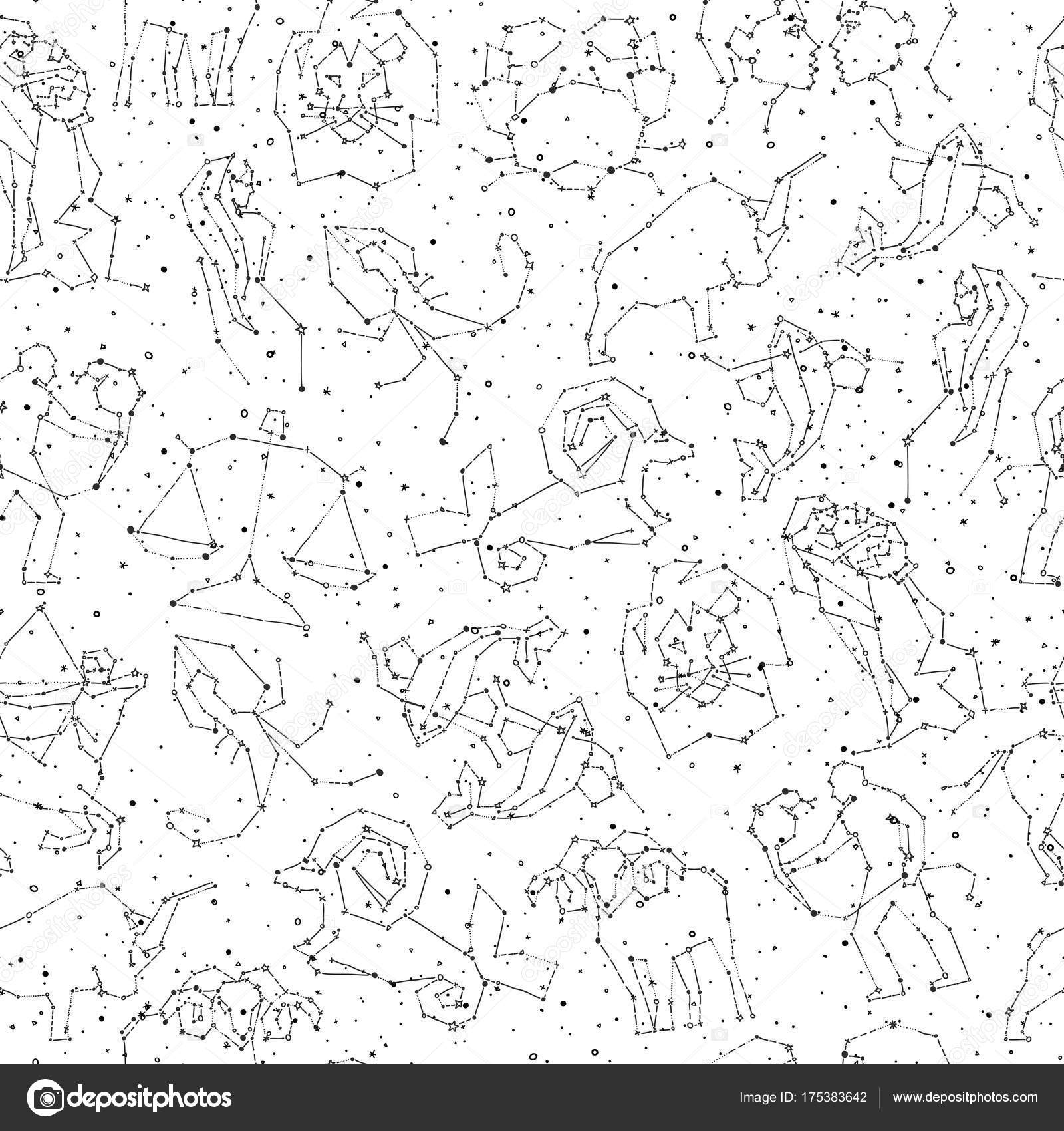 1600x1700 Horoscope Hand Draw Seamless Pattern, All Zodiac Signs