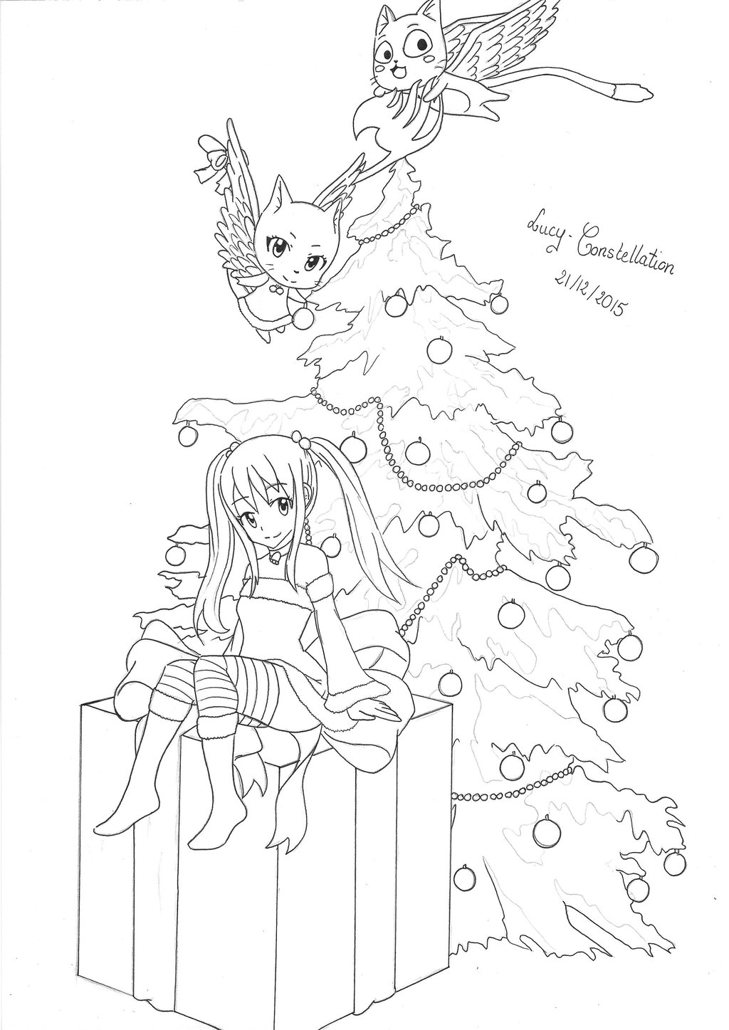 1024x1447 We Decorate The Fairy Tail Christmas Tree Lineart By Lucy