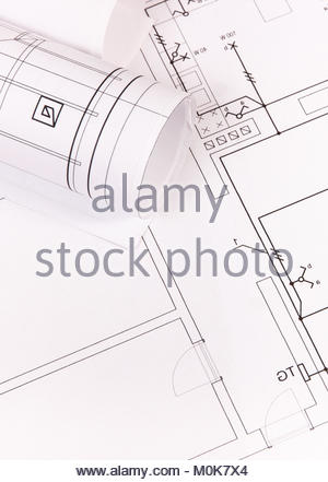 300x441 Rolls Of Electrical Diagrams, Construction Drawings Of House Stock