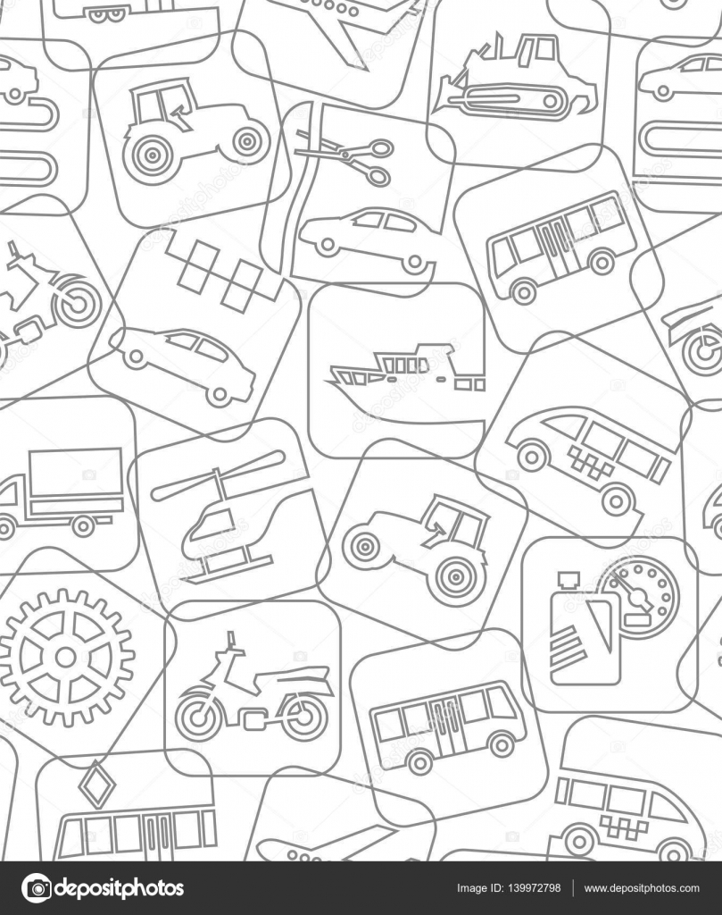 809x1024 Transport And Construction Machinery, White Background, Seamless